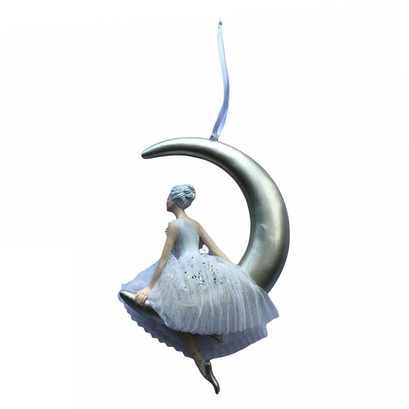 Gisela Graham Ballerina on Moon Christmas Decoration back