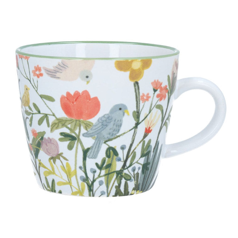 Gisela Graham Birds White Ceramic Mug 33019 front