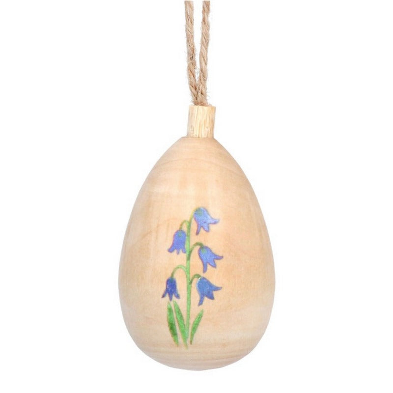 Gisela Graham Bluebell Natural Wooden Egg Hanging Decoration 85043 main