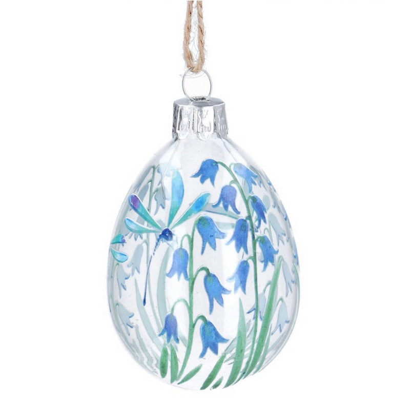 Gisela Graham Bluebell & Dragonfly Glass Egg Decoration 85041 main