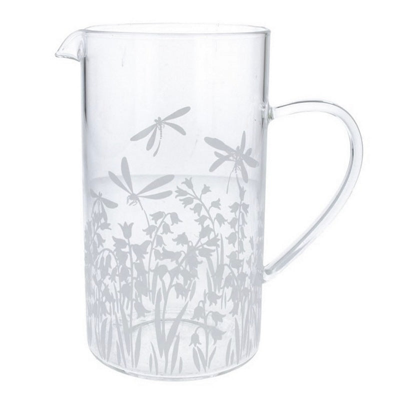 Gisela Graham Bluebells Sand Blasted Clear Glass Jug 81156 main