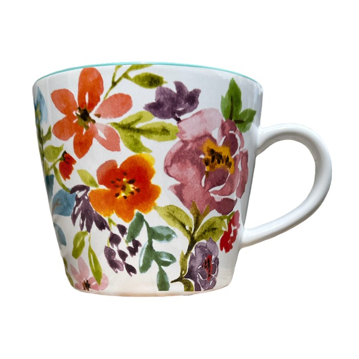 Gisela Graham Bright Peonies White Ceramic Mug 31539 main