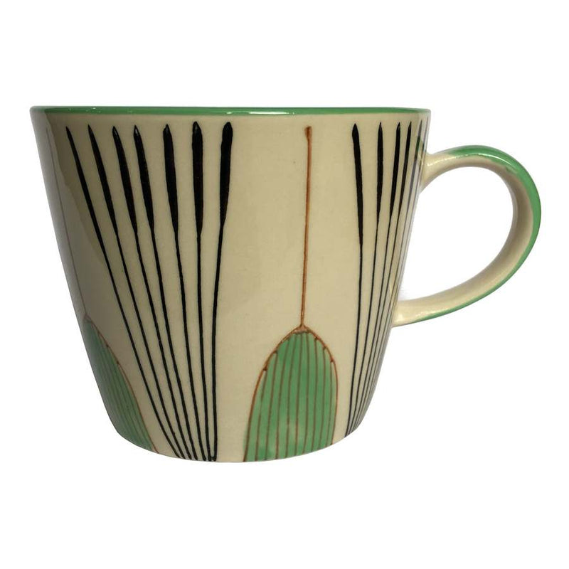 Gisela Graham Ceramic Mug Green Tulips front