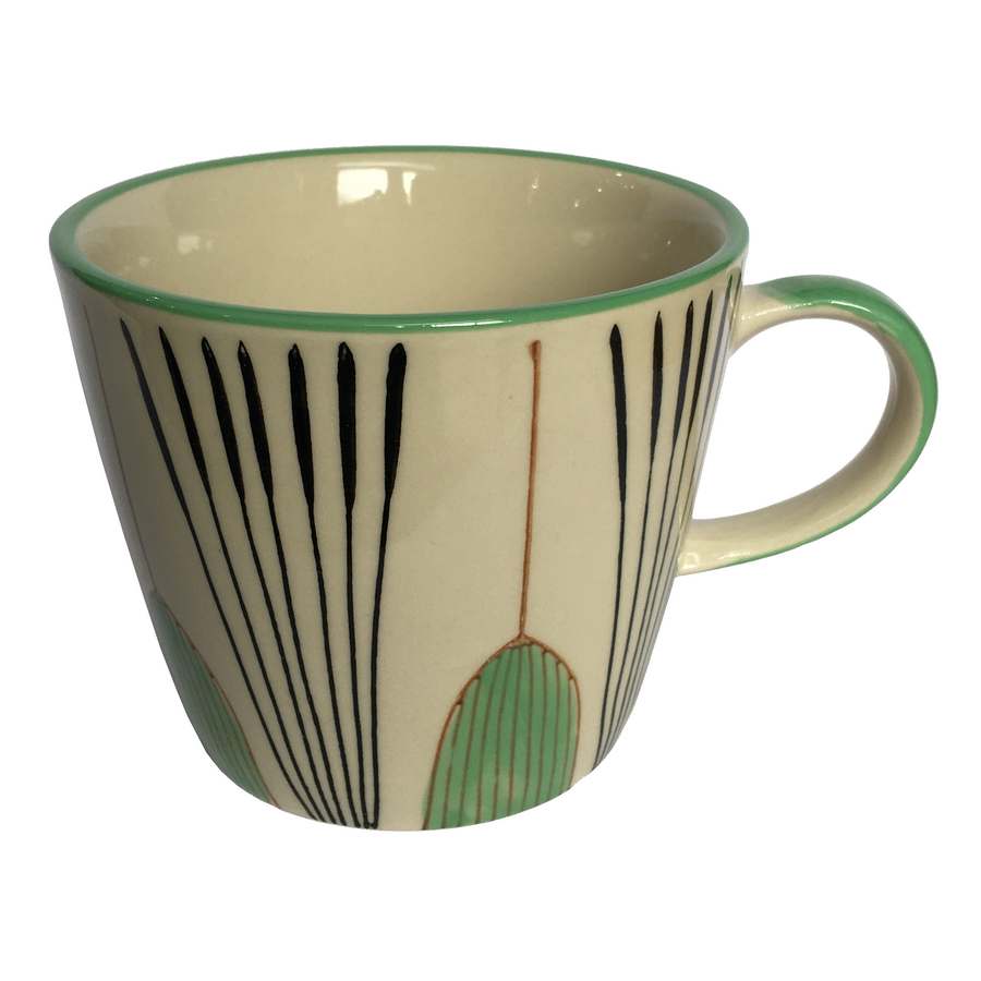 Gisela Graham Ceramic Mug Green Tulips top