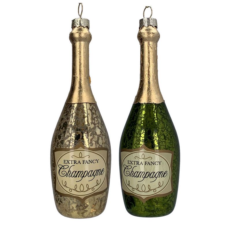 Gisela Graham Champagne Bottle Glass Bauble 00881 colour selection