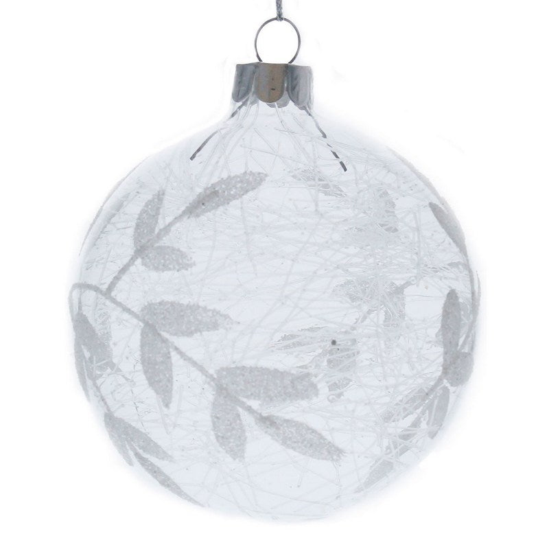 Gisela Graham Clear Glass Ball with Glass Shreds & Silver Leaves 00957 main