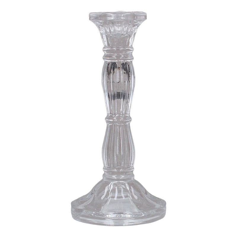 Gisela Graham Clear Glass Candlestick Large 51361