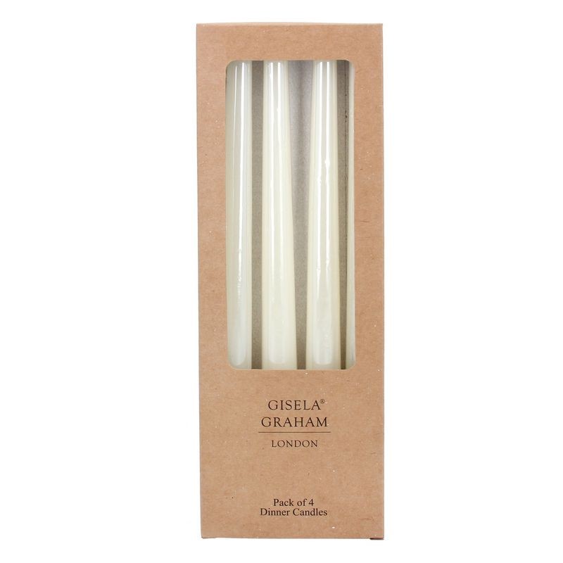 Gisela Graham Cream Taper Dinner Candles Box of 4 51414