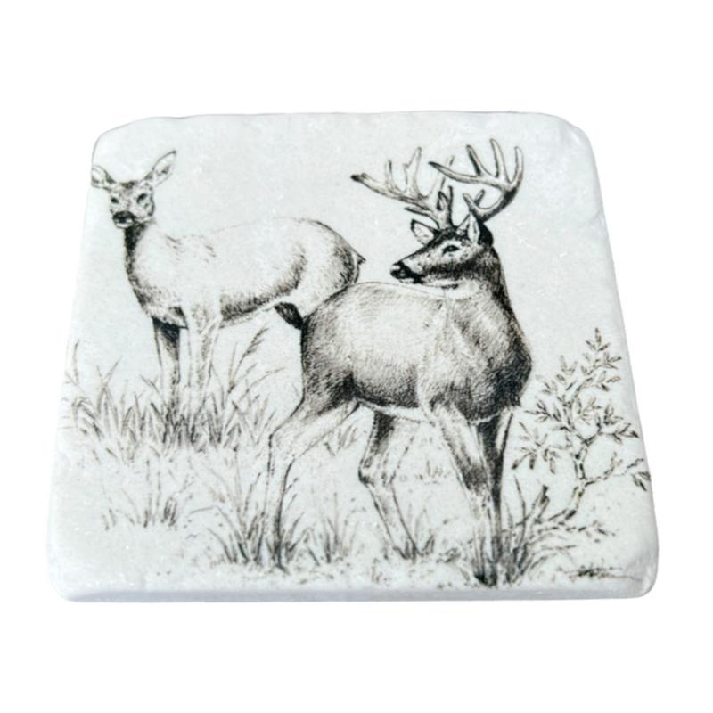 Gisela Graham Deer Stag Resin Coaster 32329 angled