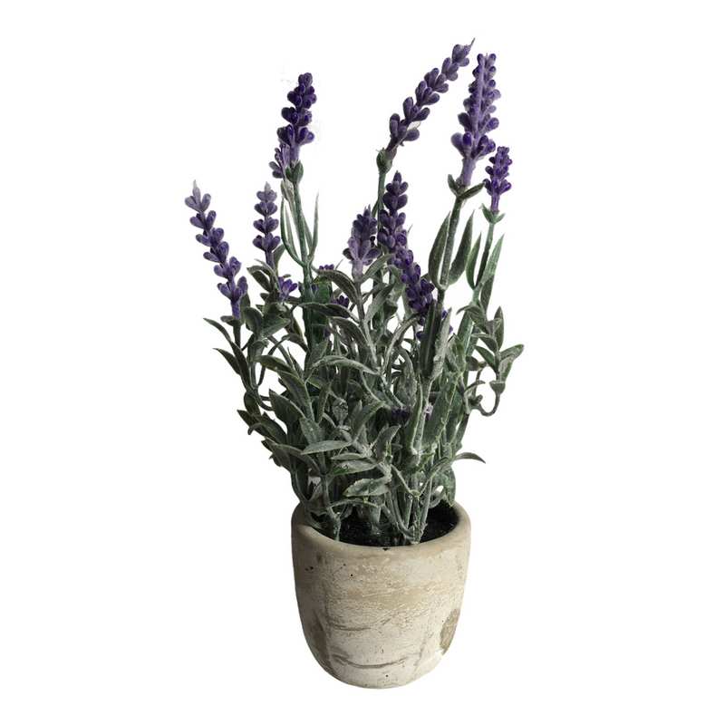 Faux Lavender in Stone Effect Pot back
