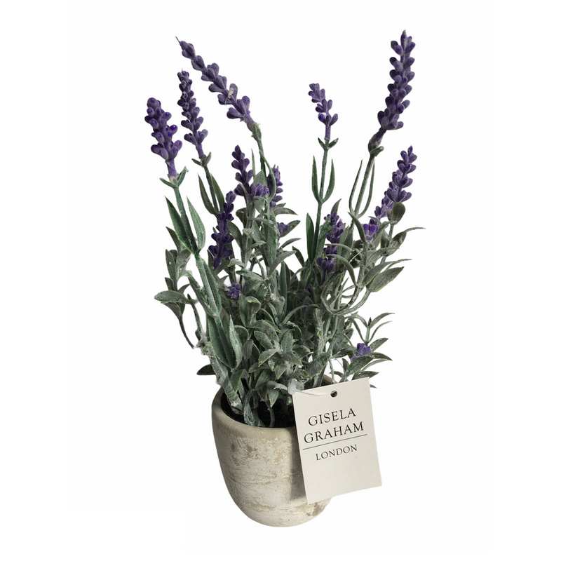 Faux Lavender in Stone Effect Pot front