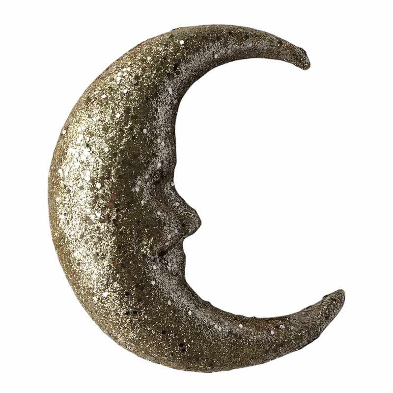 Gisela Graham Gold Glitter Crescent Moon Christmas Decoration front