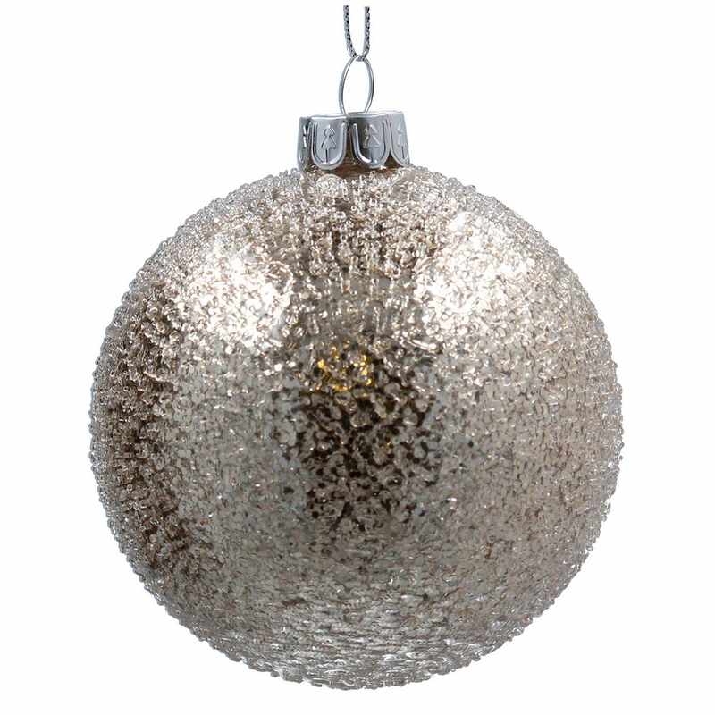 Gisela Graham Gold Textured Glass Ball Bauble 00302 main