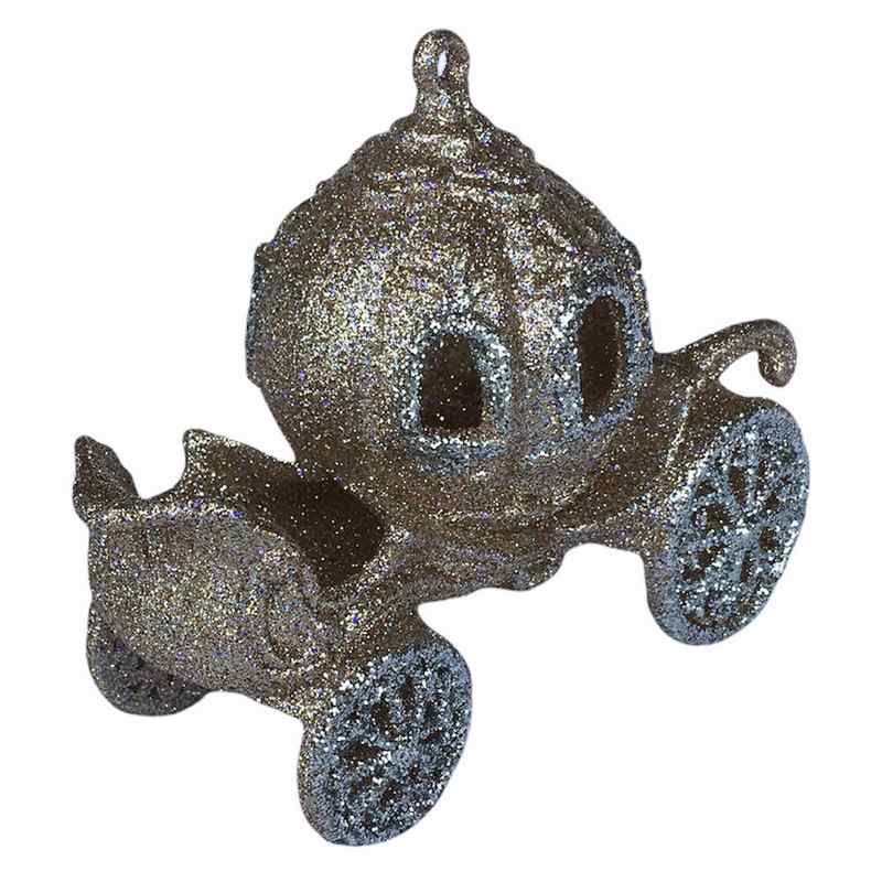 Gisela Graham Gold & Silver Glitter Princess Coach Christmas Decoration main