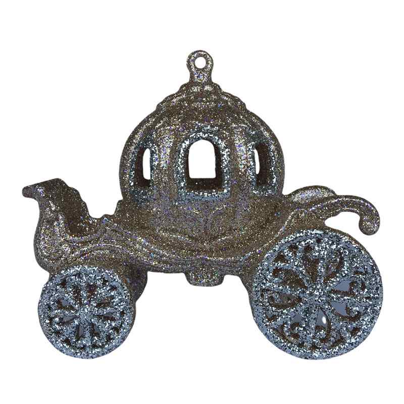Gisela Graham Gold & Silver Glitter Princess Coach Christmas Decoration side