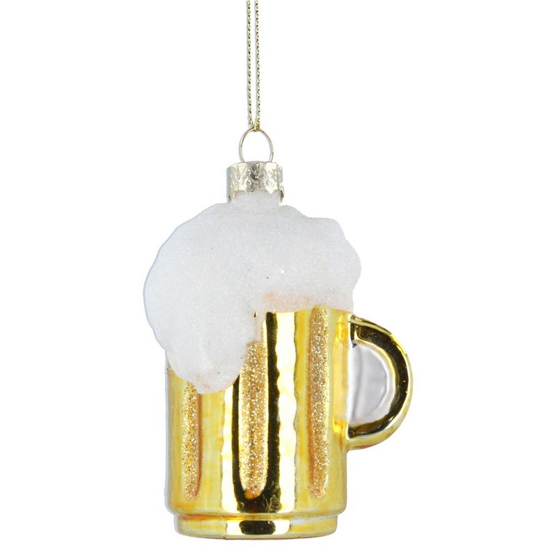 Gisela Graham Golden Beer Glass Bauble 00103 main