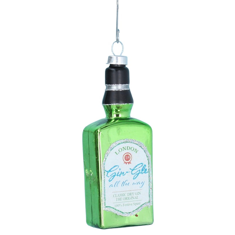 Gisela Graham Green Gin Bottle Glass Christmas Bauble 00232 main