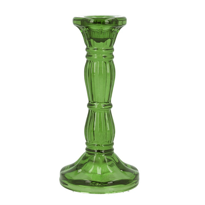 Gisela Graham Green Glass Candlestick Medium 51393 main