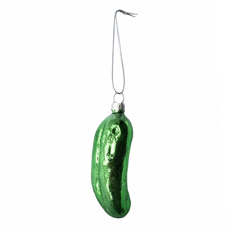 Gisela Graham Green Glass Gherkin Christmas Decoration back