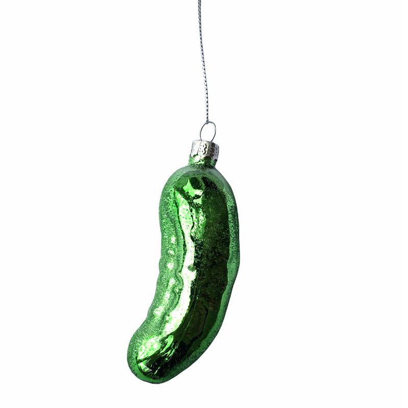 Gisela Graham Green Glass Gherkin Christmas Decoration front