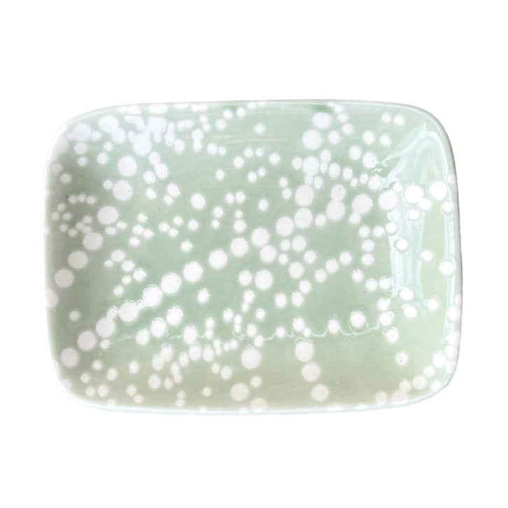 Gisela Graham Green Spotty Ceramic Trinket Dish 33507 top