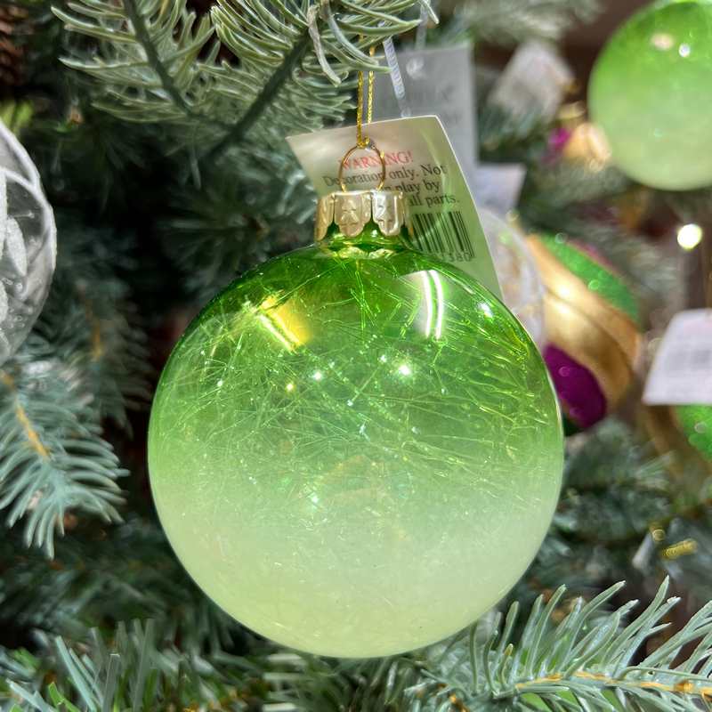 Gisela Graham Green & White Marbled Glass Bauble 00138 on tree