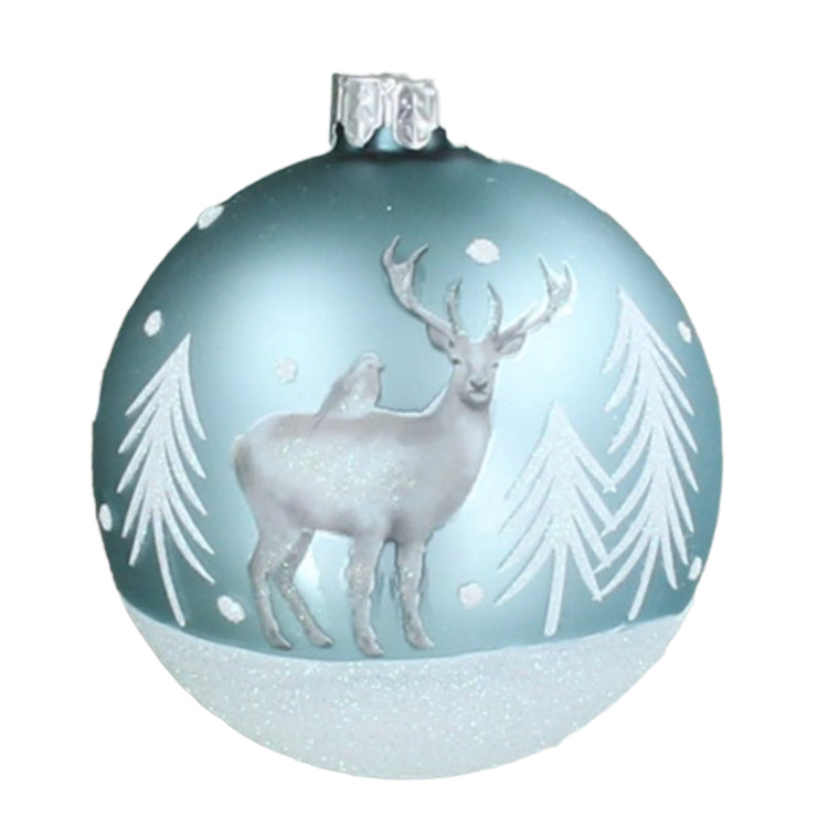 Gisela Graham Matt Pale Blue Glass Christmas Bauble Stag 00470 main
