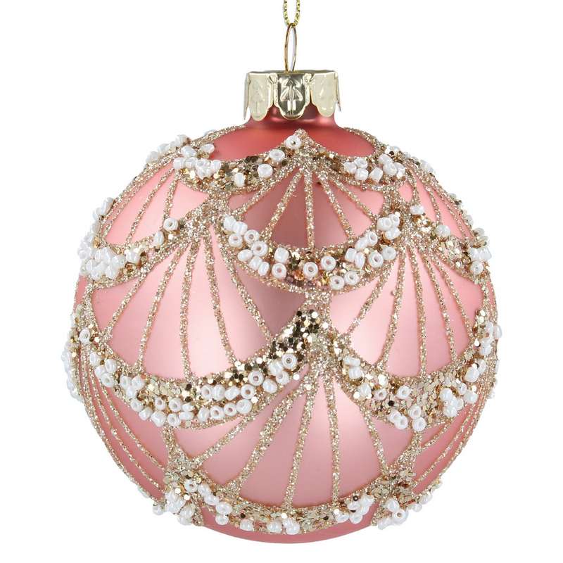 Gisela Graham Matt Pink Glass Bauble Bead Swags 00406 main