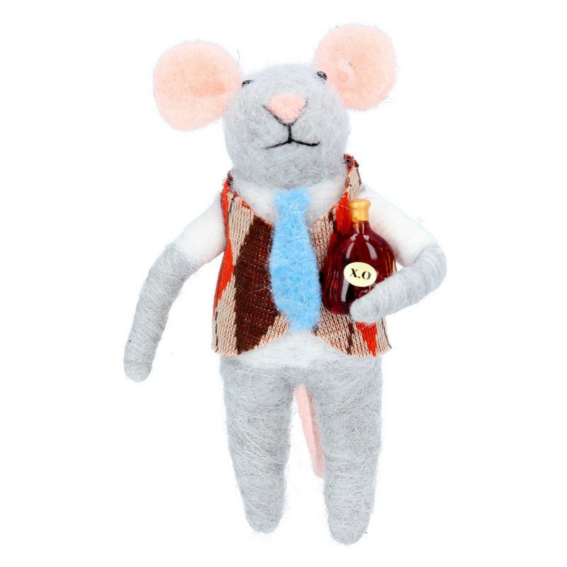 Gisela Graham Mouse With Waistcoat & Bottle Decoration 11301 front