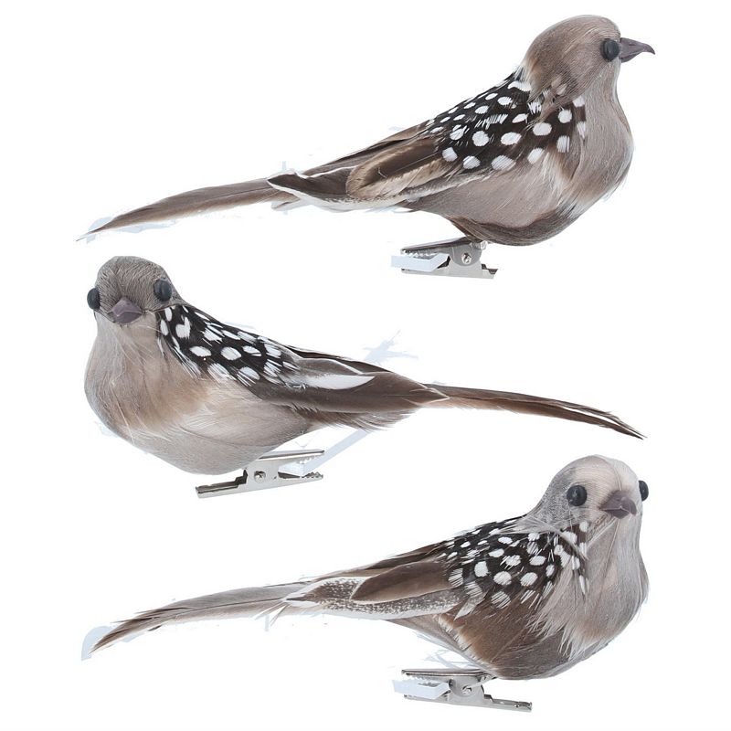 Gisela Graham Natural Feather Bird Clip Decoration 14466 main