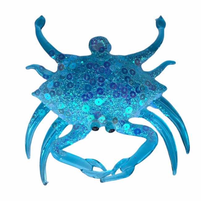 Gisela Graham Opaque Blue Glass and Sequins Crab Decoration main