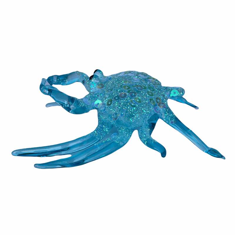Gisela Graham Opaque Blue Glass and Sequins Crab Decoration side