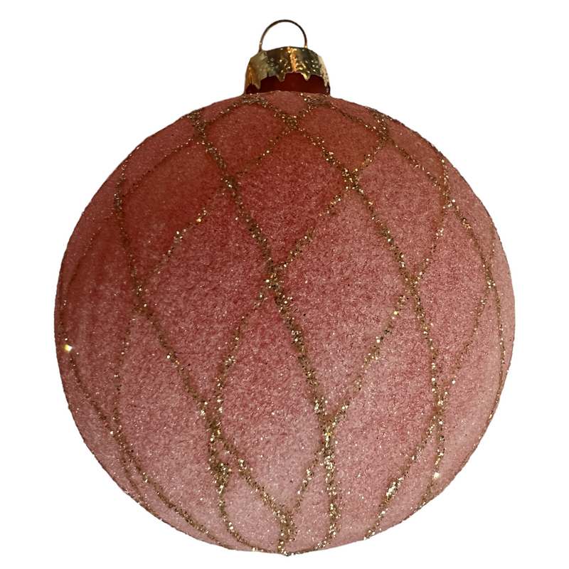 Gisela Graham Opaque Red Glass Bauble With Gold Trellis 00389 main