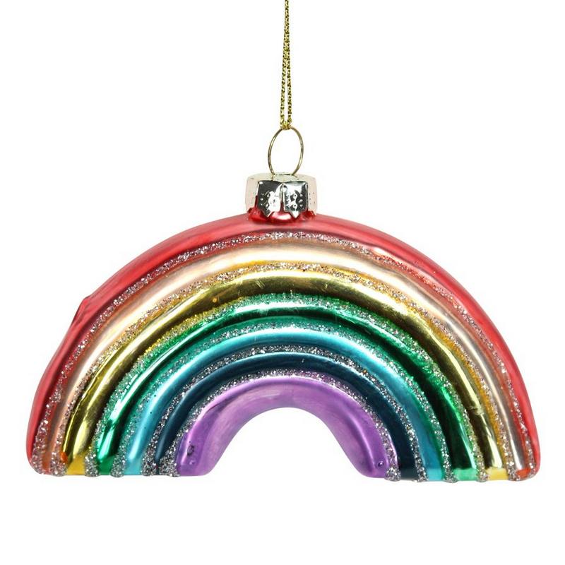 Gisela Graham Painted Glass Rainbow Decoration Christmas Bauble 00483 front