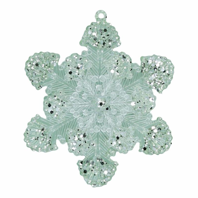 Gisela Graham Pale Green Iridescent Snowflake Christmas Decoration front