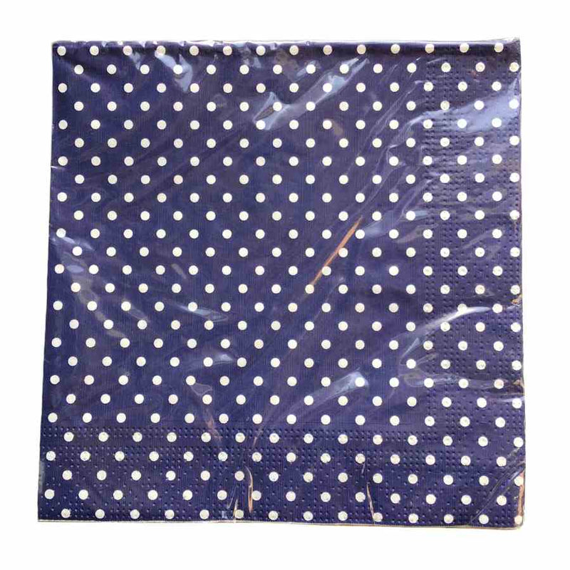 Gisela Graham Paper Napkin Pack Blue With White Mini Dots Pack of 20