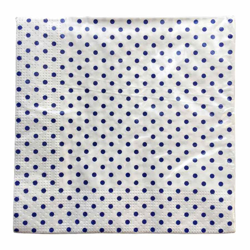 Gisela Graham Paper Napkin Pack White With Blue Mini Dots Pack of 20