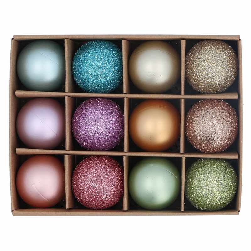 Gisela Graham Pastel Mini Baubles Multicoloured Pack of 12 14491 main