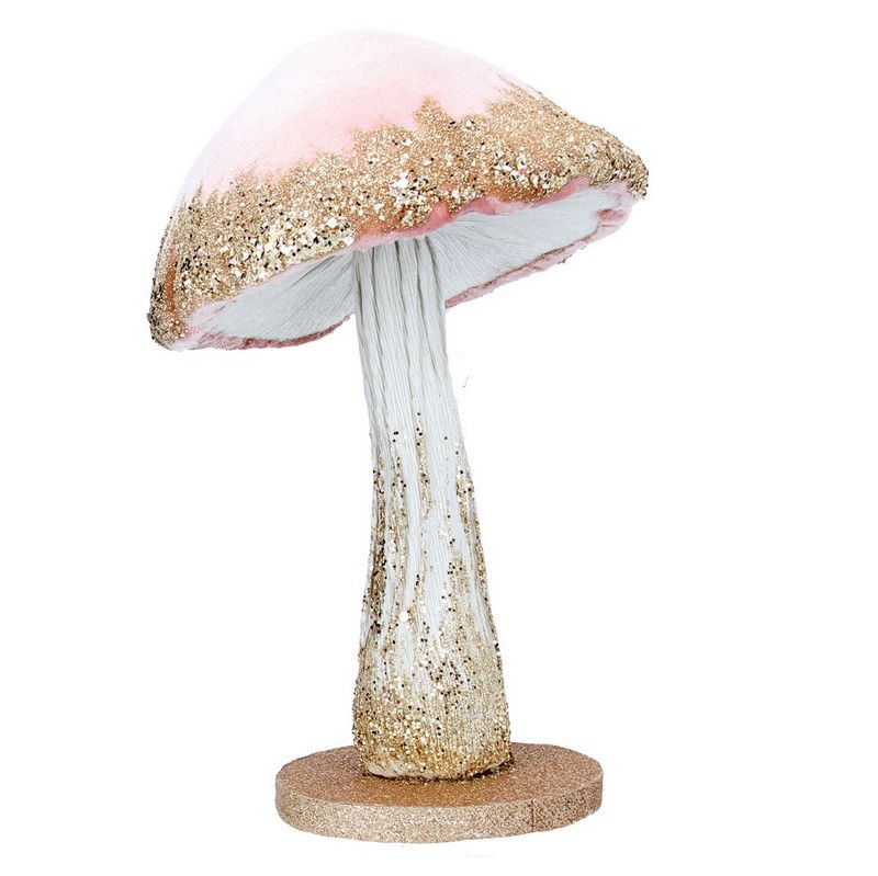 Gisela Graham Pink Fabric Glitter Toadstool Large 31297 main