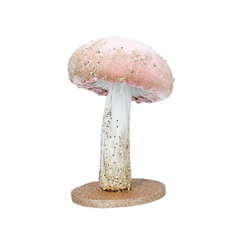 Gisela Graham Pink Fabric Glitter Toadstool Small 31297 main