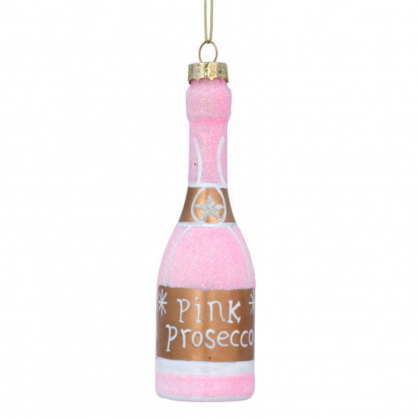 Gisela Graham Pink Prosecco Bottle Christmas Decoration