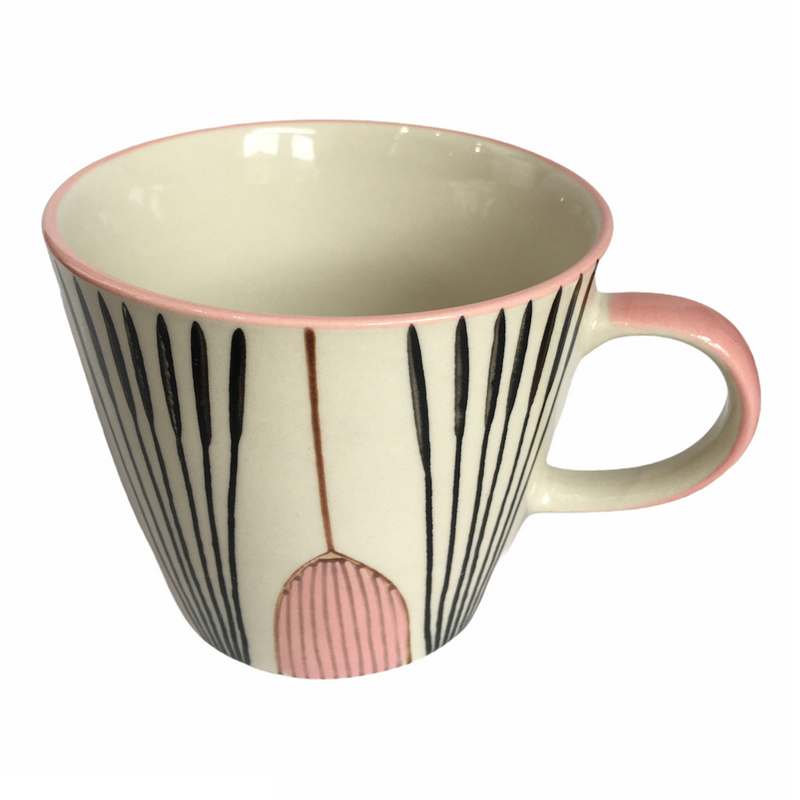 Gisela Graham Pink Tulip Ceramic Mug tipped
