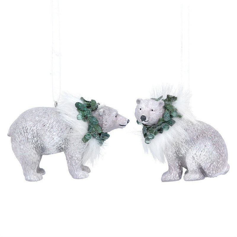 Gisela Graham Polar Bear With Wreath Decoration 14112 selection