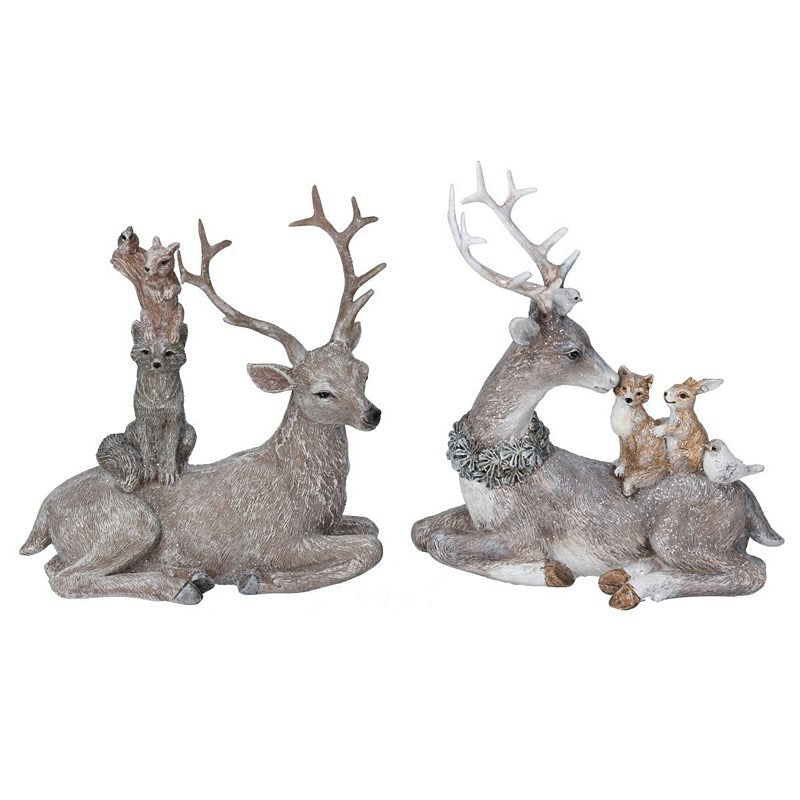 Gisela Graham Reclining Stag with Animal Friends 20493 selection