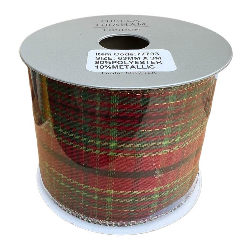 Gisela Graham Red Tartan Wide Ribbon 77733 main