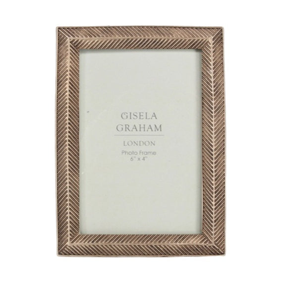 Gisela Graham Rose Gold Herringbone Resin Picture Frame 4x6 32180 main