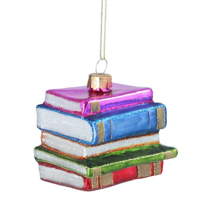 Gisela Graham Stack of Books Glass Bauble 00709 main