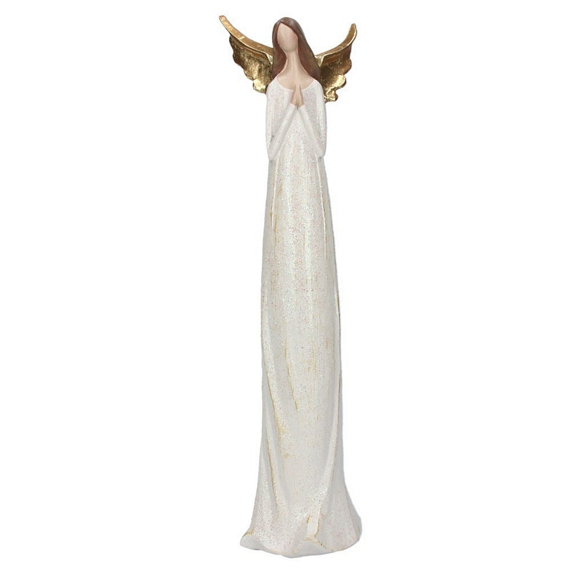 Gisela Graham Tall Cream Angel Ornament Large 39738 front