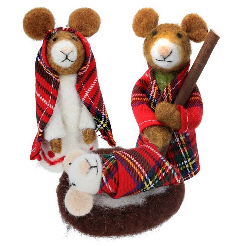 Gisela Graham Tartan Mice Nativity Set 20058 main