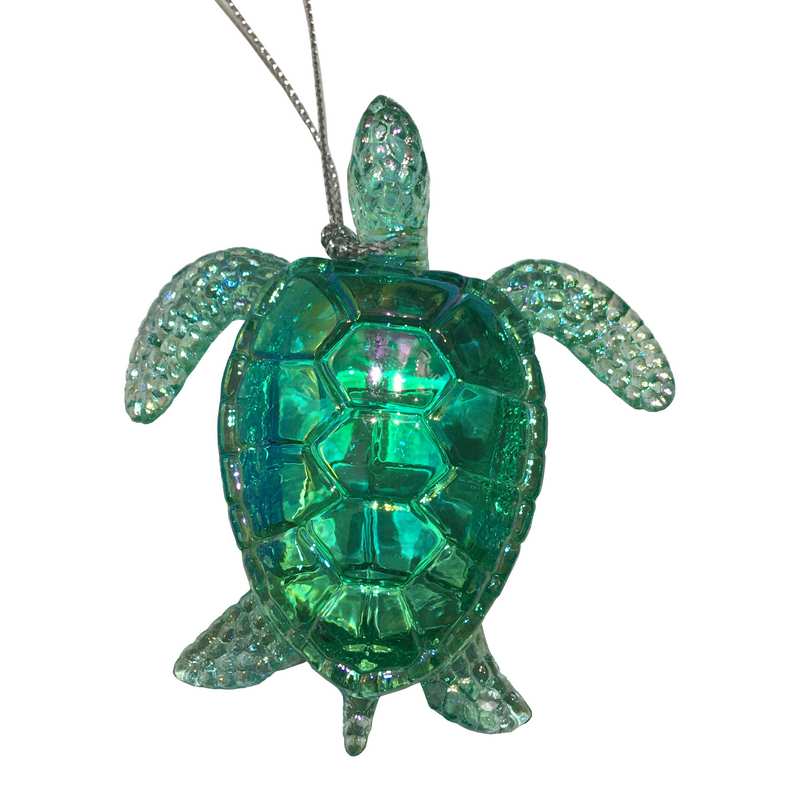 Gisela Graham Turquoise Pearlised Acrylic Turtle Christmas Tree Decoration